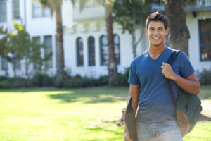 College student smiling on campus